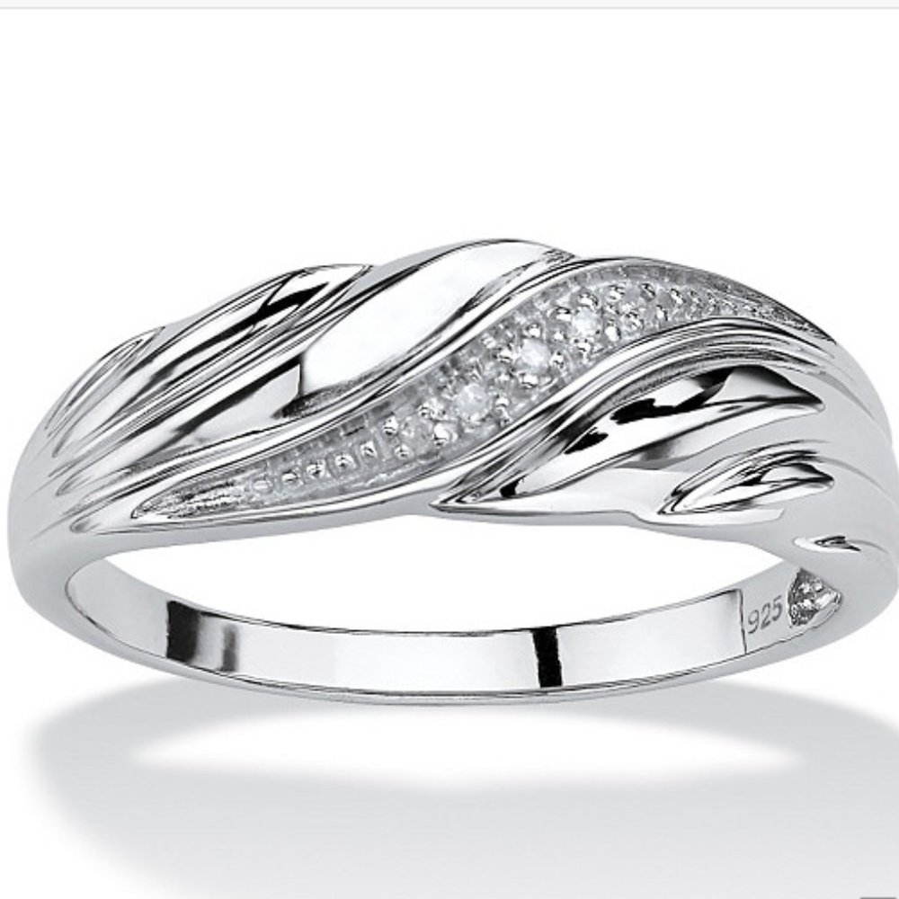 Platinum Over Sterling Silver Swirl Wedding Band